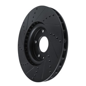 Chevrolet Corvette Brake Rotor (1) - Front Right - R1 Concepts - Drilled & Slotted - Black - `14-`19